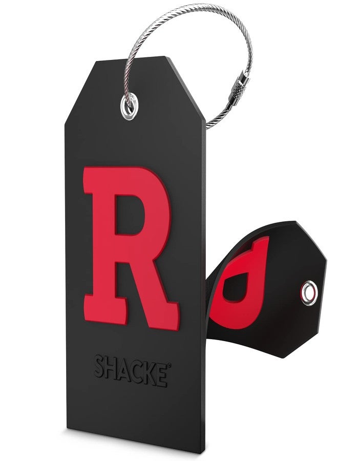 Shacke بطاقة تعريف الأمتعة Shacke Initial مع غطاء كامل للخصوصية وحلقة من الفولاذ المقاوم للصدأ - أسود (حرف R) - Image 1